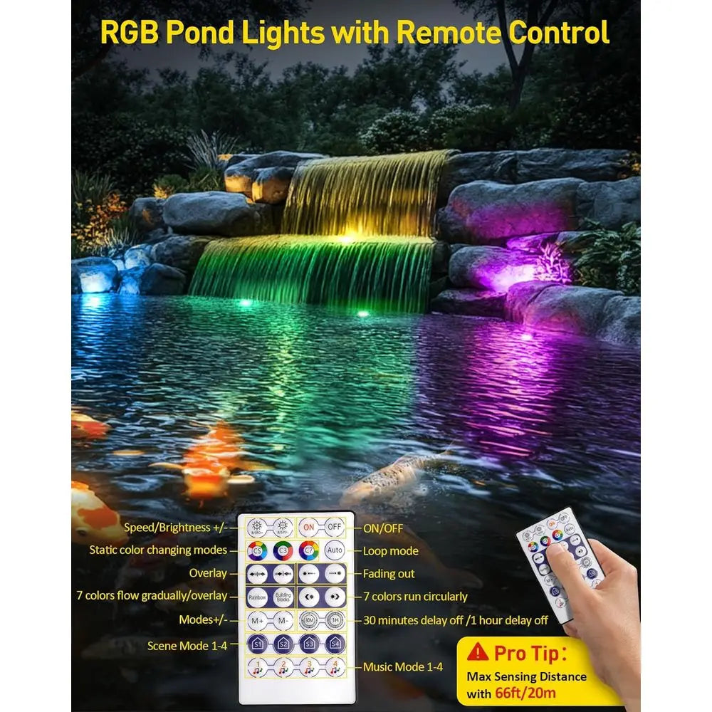 LED Pond Lights Underwater, Color Changing Submersible ountain Lights with APP Control, Waterproo Spotlight with 16 Million Col,