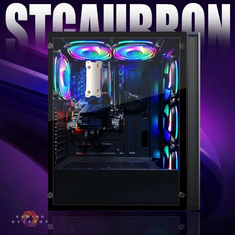 RGB Desktop PC Computer, AMD Ryzen 5 3400G up to 4.2GHz, 16G DDR4, 512G SSD, WiFi 6 & BT 5.2, RGB Fan x6, RGB Keyboard