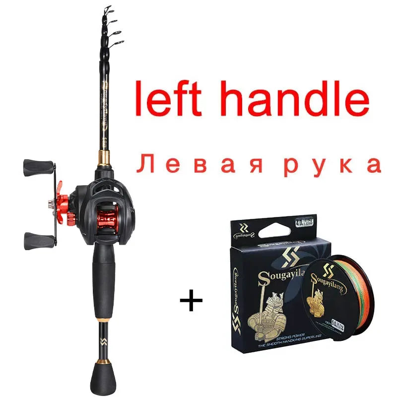 Sougayilang Telescopic Casting Rod & 7.2:1 High-Speed Reel Combo | 150M Line | 1.8-2.4m