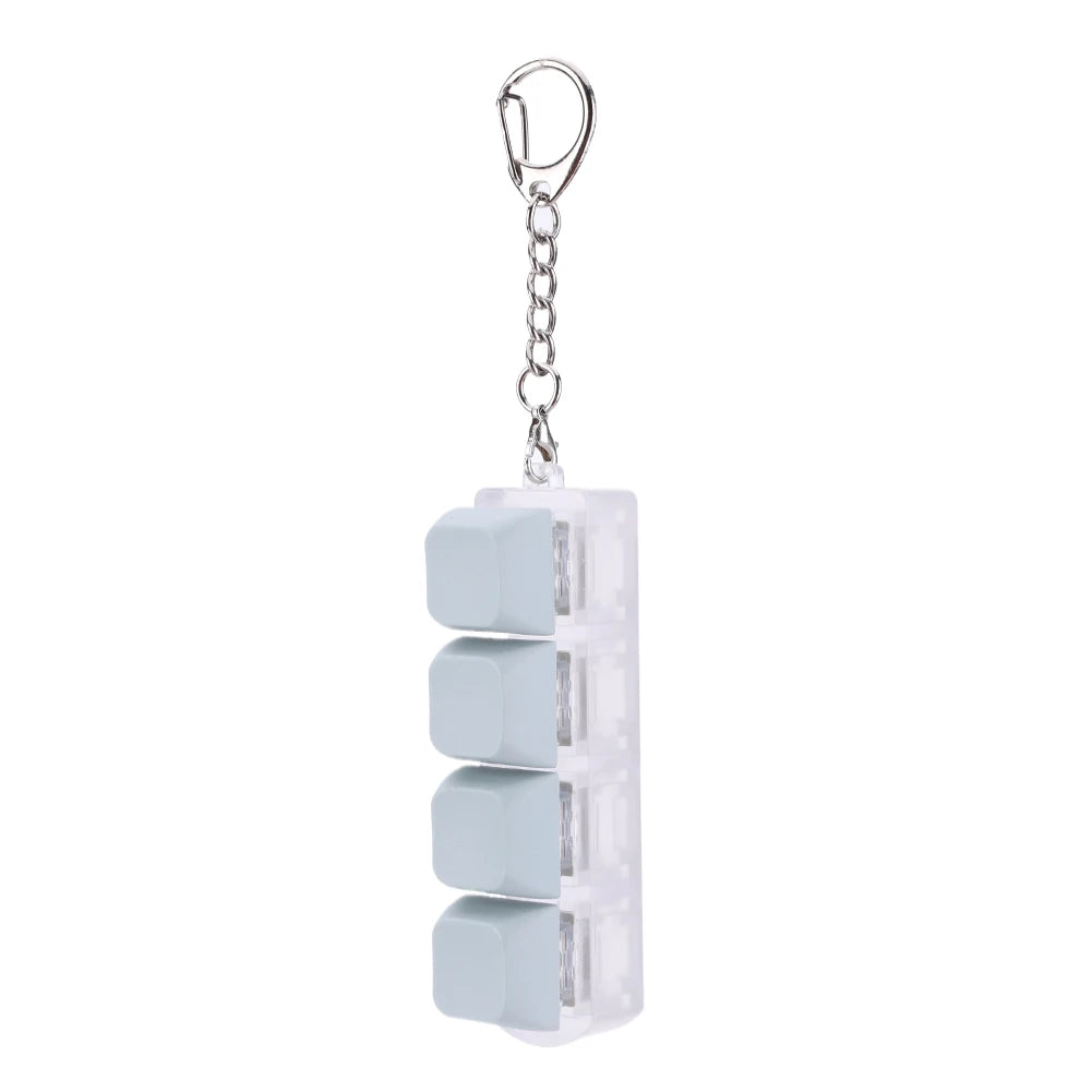 4 Keys Button Keycap Fidget Keychain Keyboard Key Toy Keyboard Clicker Toy Keyboard Cube Toy for Adult Gifts To Relief Pass Time