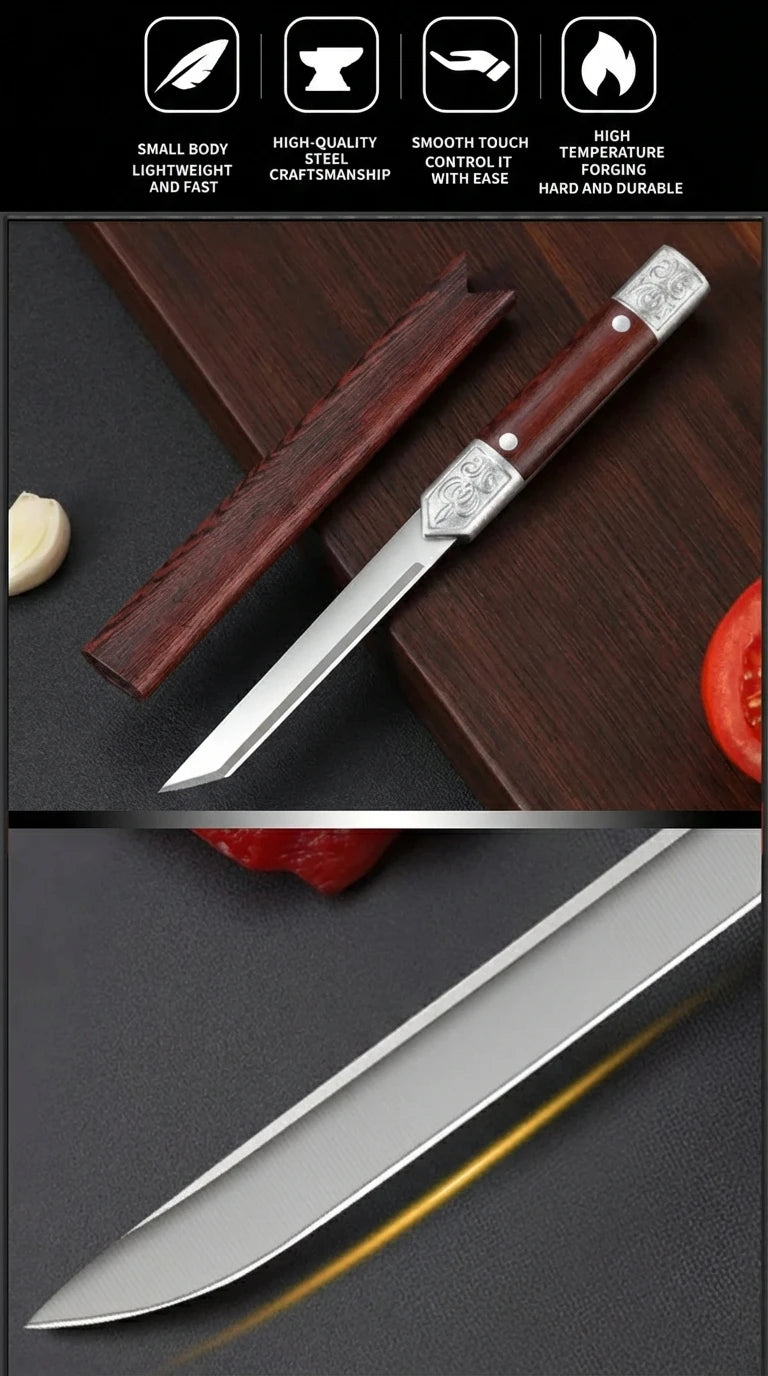Outdoor stainless steel fruit knife high-end survival small straight knife portable camping knife multi-functional peeling knife