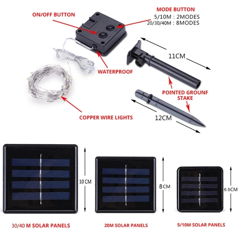 Luces Solares Hadas LED Exterior | 7m-32m | Navidad, Patio y Árboles | Impermeables - Firu Total Sales