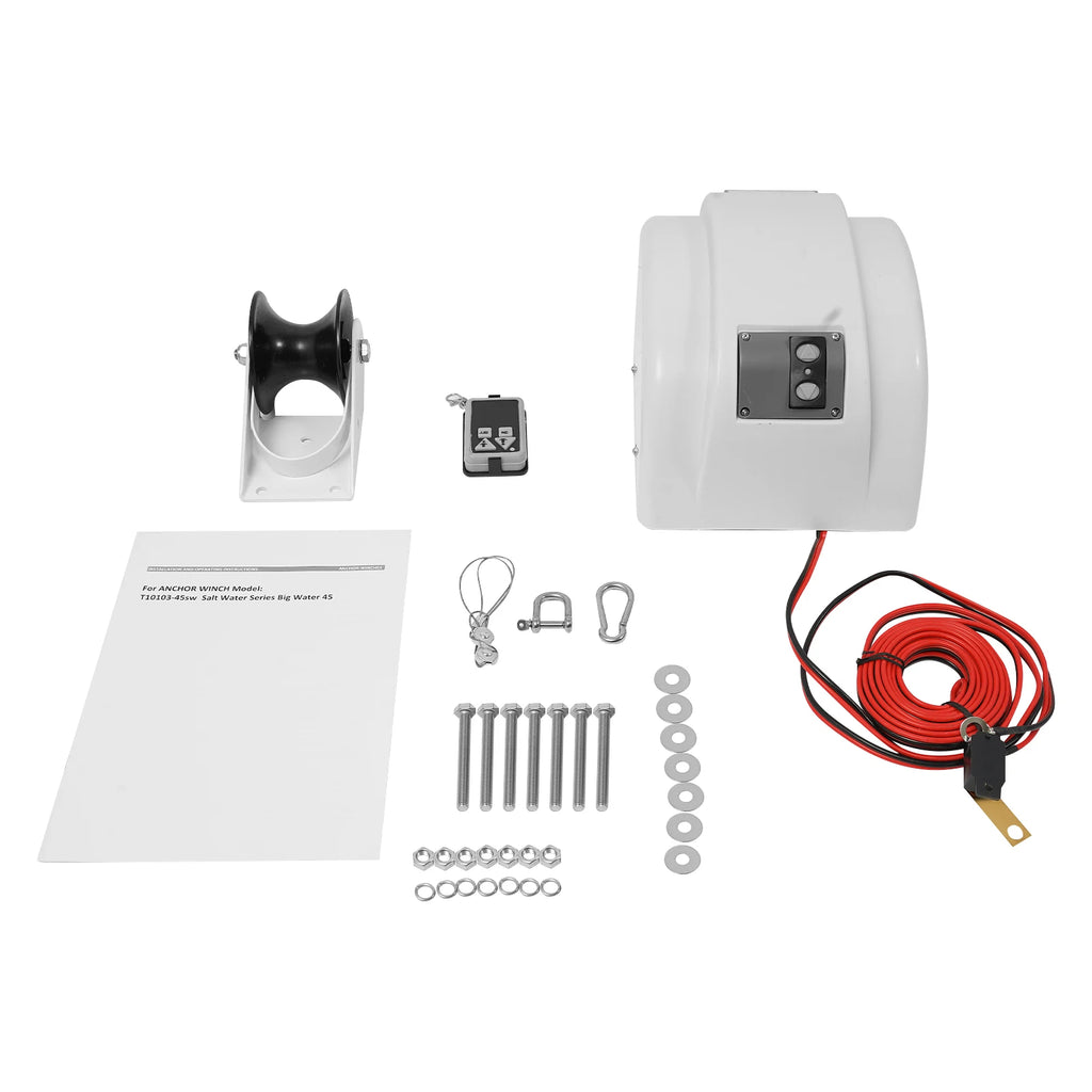 45LBS/25LBS Boat Electric Anchor Winch 12V Marine Saltwater Boat Windlass Kit w/ Remote Control & Bracket for Anchoring Dropping