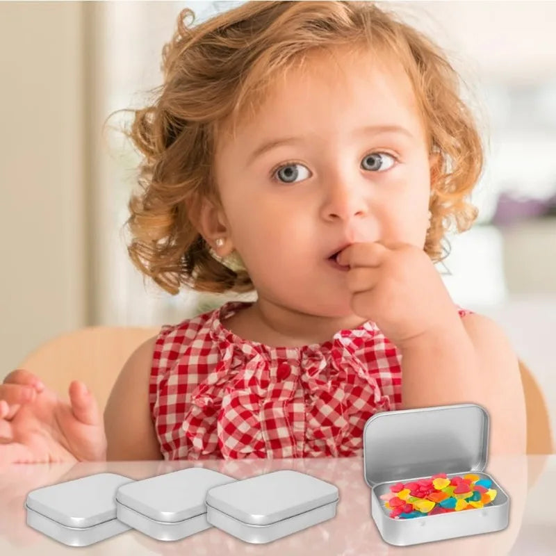 Mini Metal Box Tin-Plated Slide Cover Storage Box Portable Jewelry Pill Cosmetic Cases Home Rectangular Empty Storage Container
