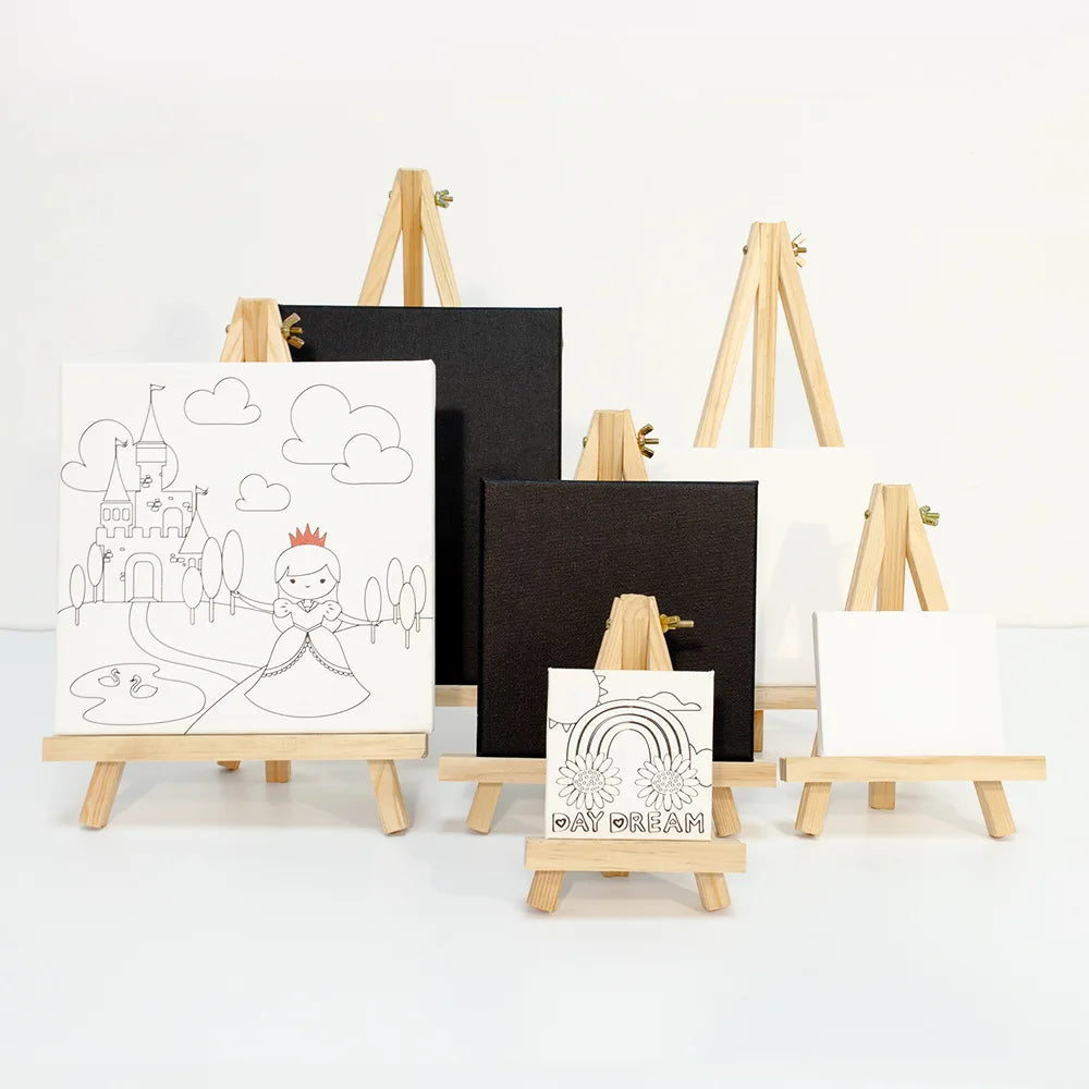 5 pcs Mini Wooden Easel for Mobile Phone Holders,Folding Desktop Display,Triangle Bracket,Drawing Board,Art Supplies