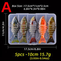 5 Packaged in Multiple Sections Swim bait Fishing Lure Set Realistic Fish Design Treble Hook Sinking