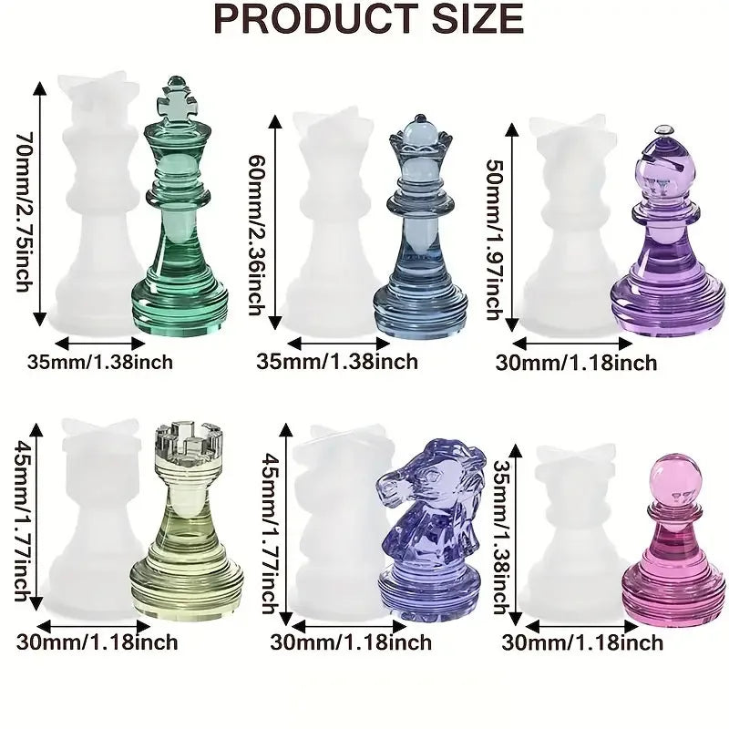 Moldes de Silicona 3D para Ajedrez y Damas | 7/16pcs | Resina DIY Juegos ♟️