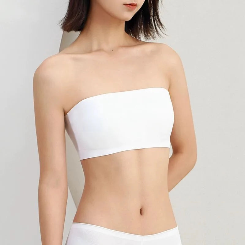 Ice Silk Seamless Strapless Bra | Wireless Soft Crop Tube Top | Women S-XXL