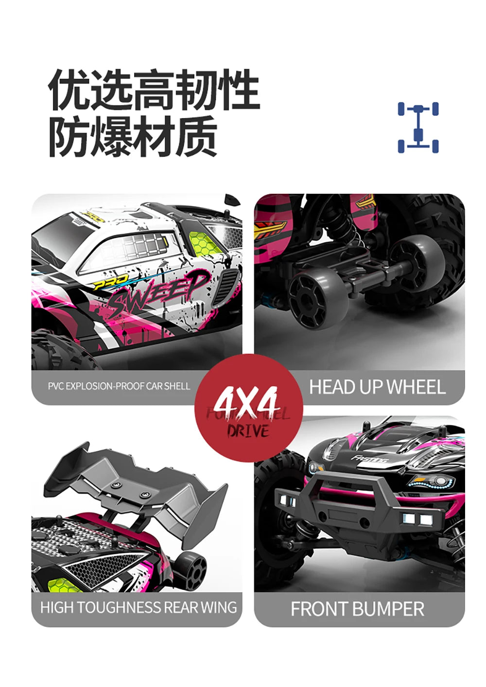 WLtoys 16101 Pro Carro RC 1:16 | 75KM/H | 4WD | Motor Brushless | LED | 2.4G | Drift Monster Truck | Regalo Niños