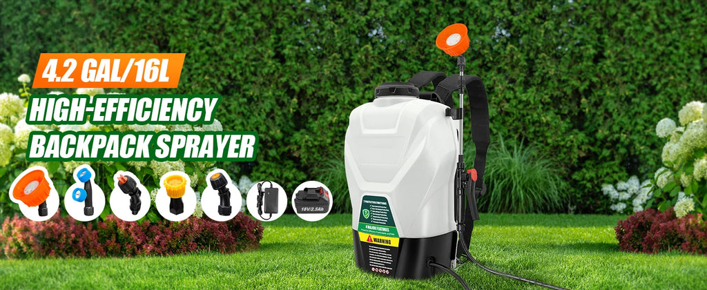 4 Gallon Backpack Sprayer 16L Battery Powered Garden Sprayer 75 PSI Electric Sprayer 2.5Ah Battery&Charger included