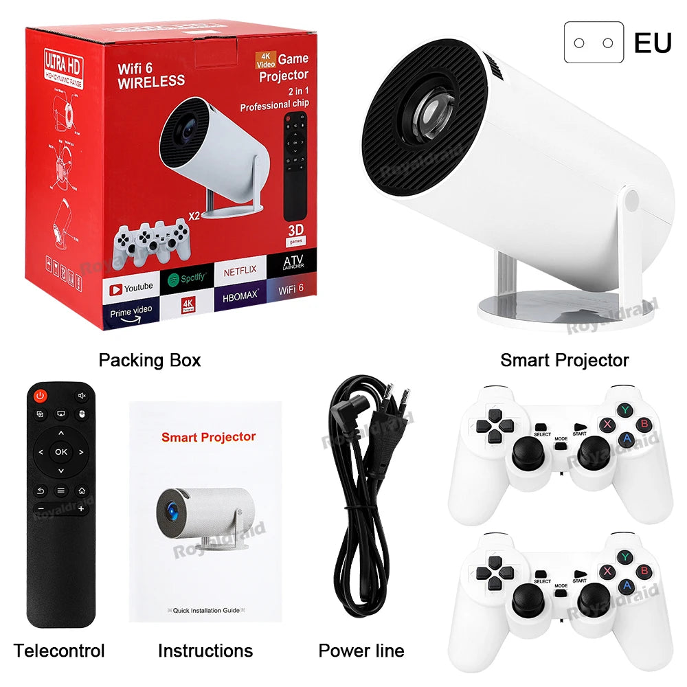Proyector Gaming P90 Max HeroAngel | 4K 1080P | Android 11 | 19000+ Juegos | 2 Controles Inalámbricos - Firu Total Sales