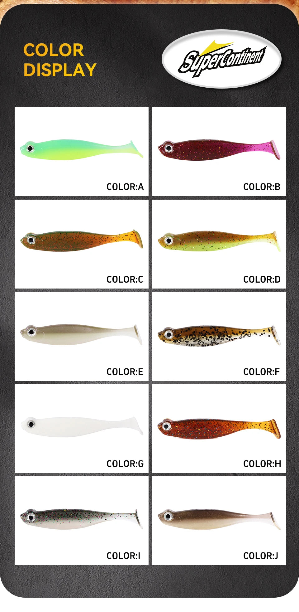 Supercontinent Shad Cola-T Silicona | 5cm/7cm | Swimbait Wobbler | Pesca Mar, Lago y Río - Firu Total Sales