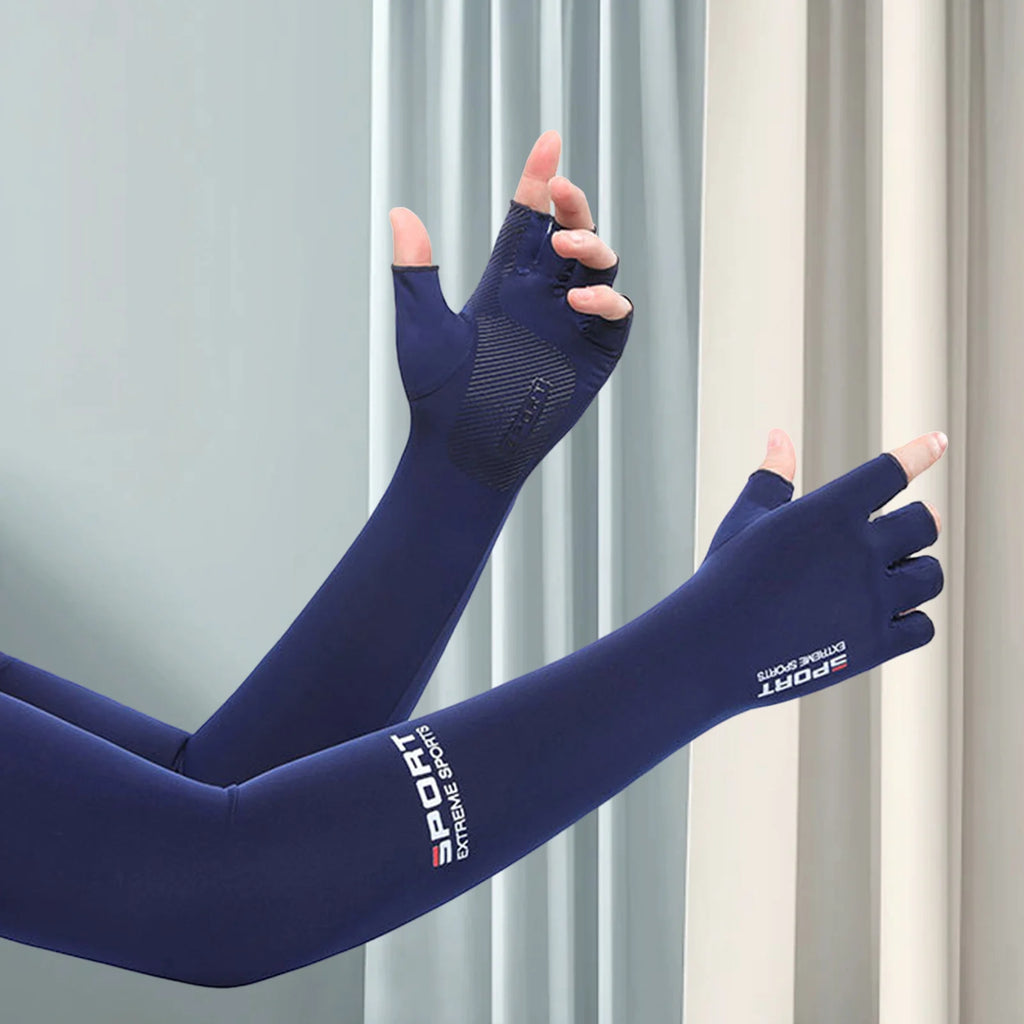 Sun-protective Arm Sleeves Cooling Cover Summer UV Sun Protection Riding Sleeves Thin ice silk gloves outdoor Running Cycling