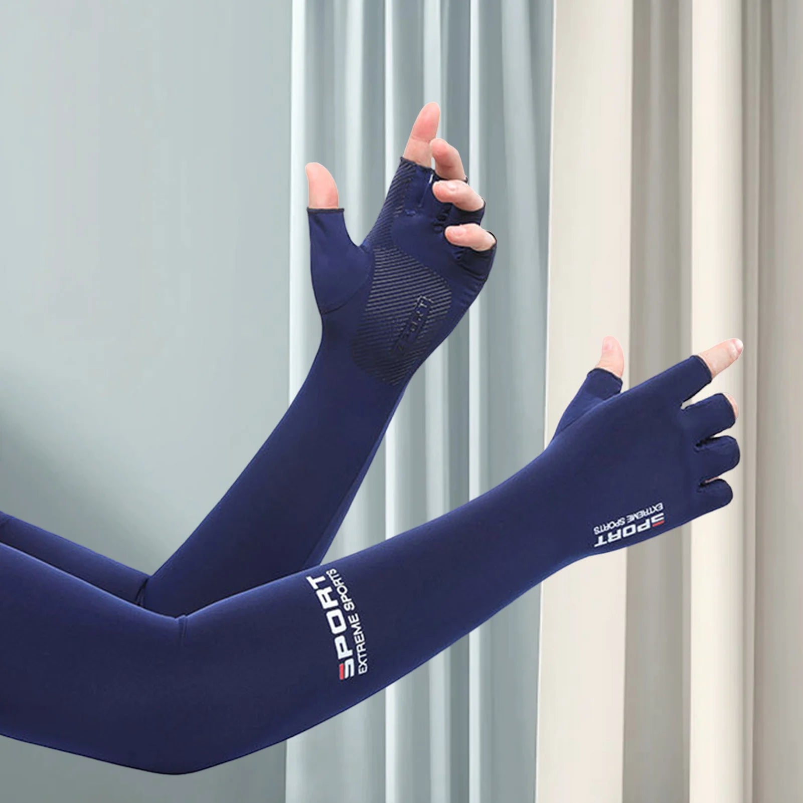 Sun-protective Arm Sleeves Cooling Cover Summer UV Sun Protection Riding Sleeves Thin ice silk gloves outdoor Running Cycling