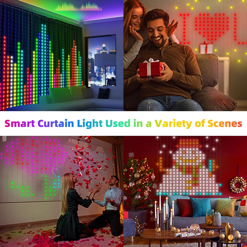 Luces Cortina LED 400 RGB GCTECHING | App Control | Sincronización Musical | Navidad y Exterior - Firu Total Sales