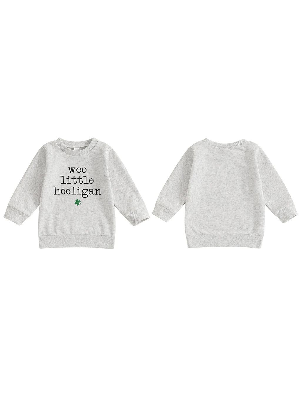 Irish Shamrock Print Hoodie Sweatshirt for Kids St Patrick s Day Green Pullover Top with Crew Neck Casual Spring Outfit for - Firu Total Sales