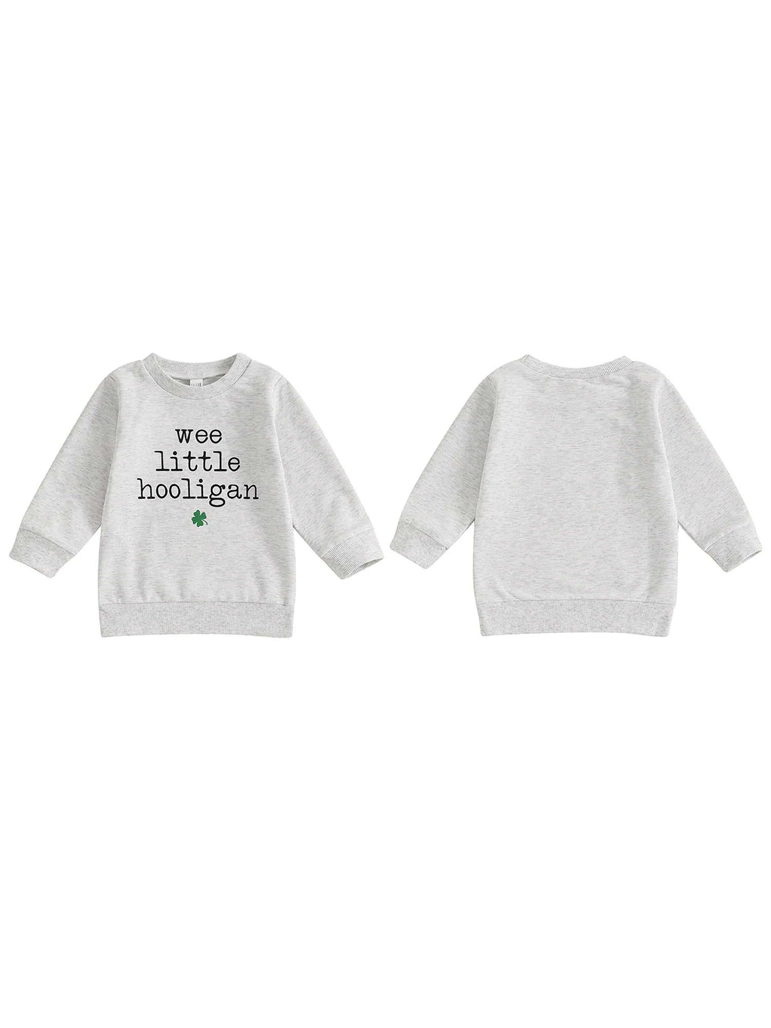 Irish Shamrock Print Hoodie Sweatshirt for Kids St Patrick s Day Green Pullover Top with Crew Neck Casual Spring Outfit for - Firu Total Sales