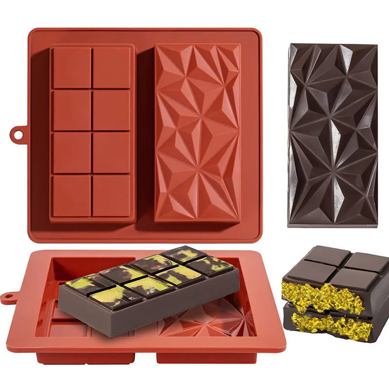 Molde de Silicona para Barra de Chocolate Dubai | Pistacho | Candy Mold 🍫