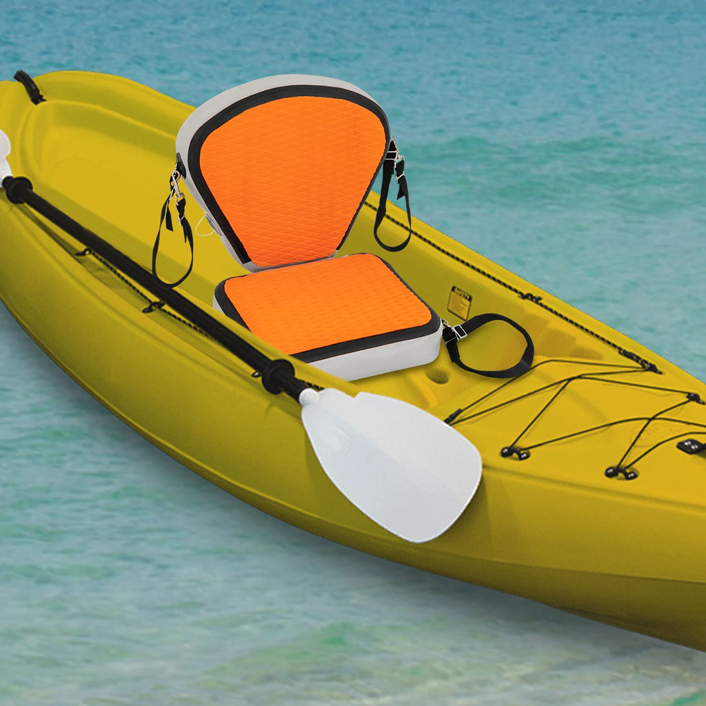 Kayak Seat, Inflatable Portable Thicken Cushion Padded with Back Support Adjustable Strap for Canoeing Drifting Rafting Fishing