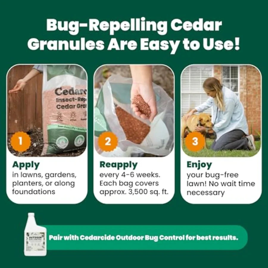 Original Cedar Granules Natural Flea Tick Mosquito Spider Repellent for Yard Lawn Patio Garden Effective Outdoor Insect Control