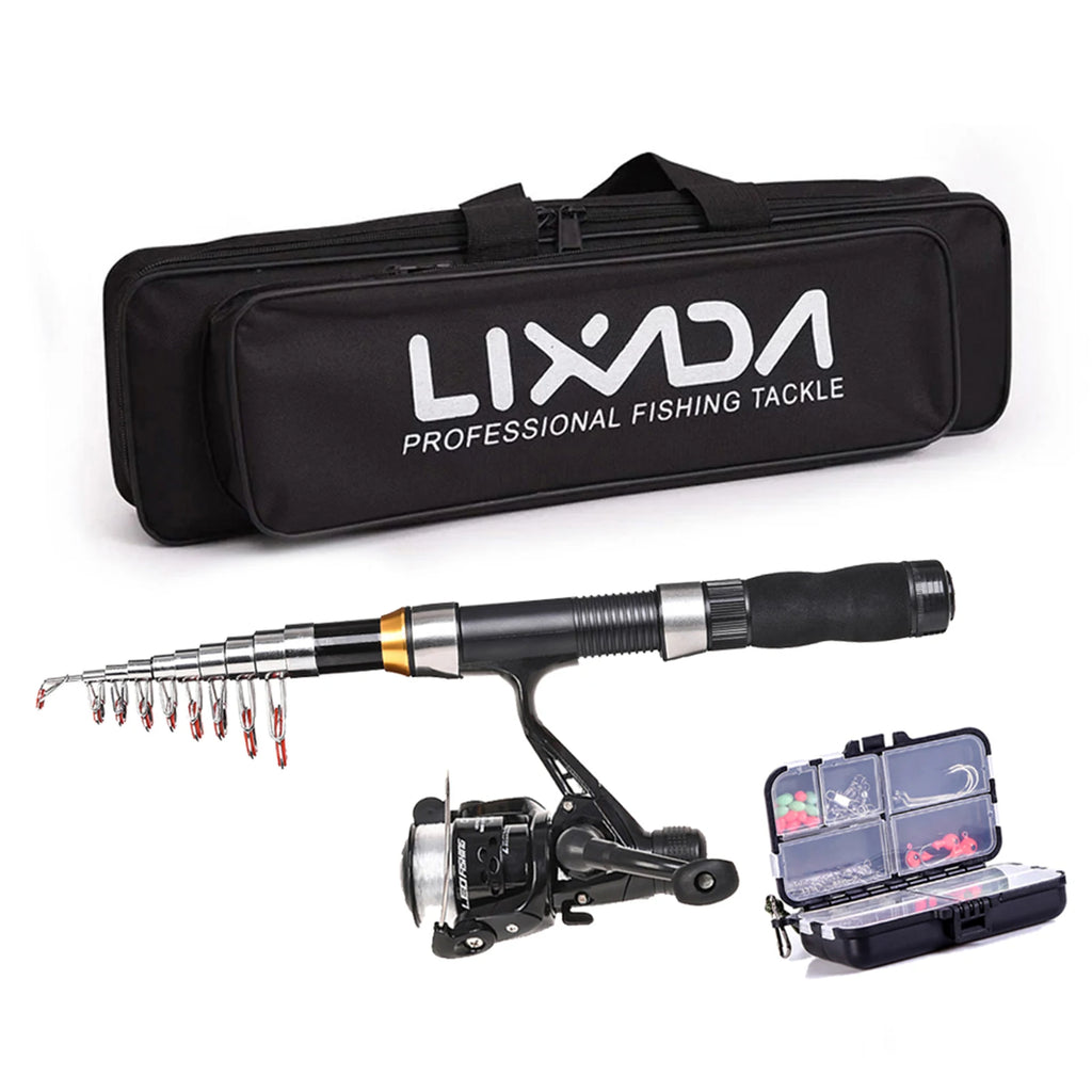 Lixada 2.1-2.3m Carbon Fiber Telescopic Rod & Spinning Reel Combo | Full Gear Set + Bag