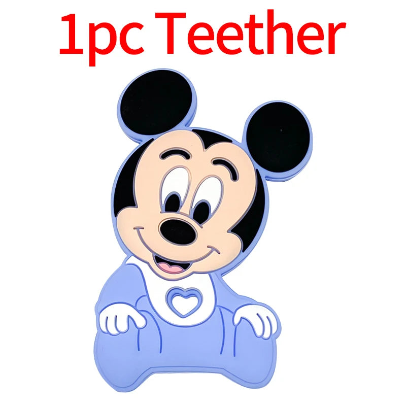 1/3/10pcs Silicone Mickey Teething Beads Food Grade Cartoon Shape Baby Teethers Toys DIY Pacifier Clips Chain Accessories