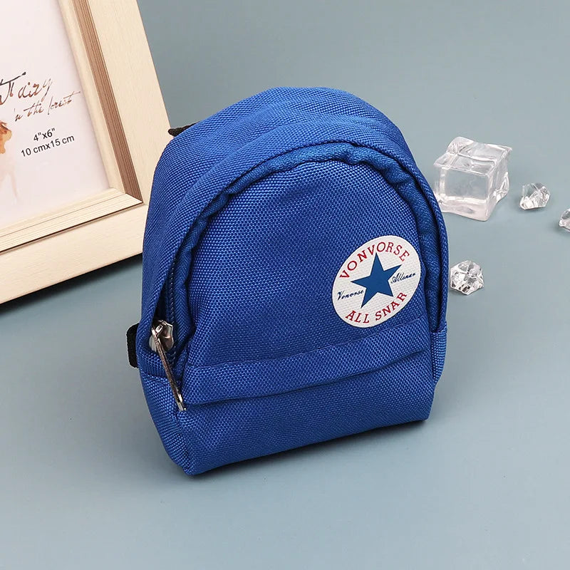 Creative Mini Backpack Design Coin Purse Men Women Portable Mountaineering Buckle Key Wallet Canvas Earphone Storage Bag