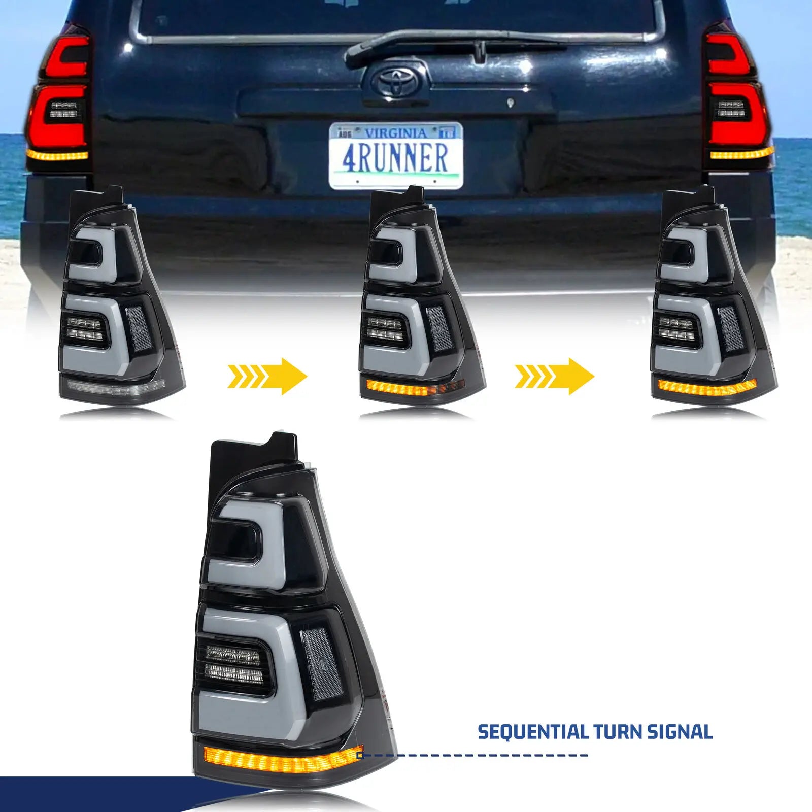 LED Tail Lights for Toyota 4Runner 2003-2009 4th Gen TRD SR5 Start-up Animation Sequential Turn Signal Rear Lamps Assembly