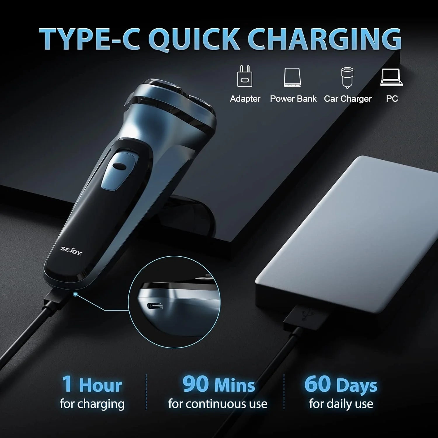 Sejoy Electric Razor for Men Rechargeable Electric Razor Shaving Machines  Mens Electric Shavers, - Firu Total Sales