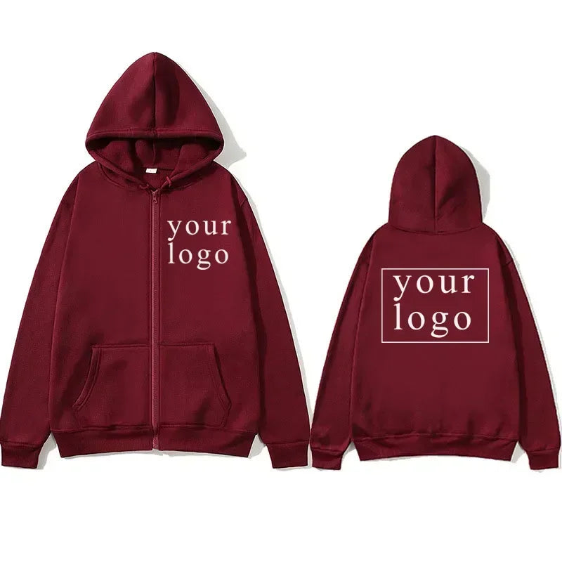 Hoodie Cardigan con Cremallera DIY 2025 | Logo Personalizado | Hombre y Mujer 👕
