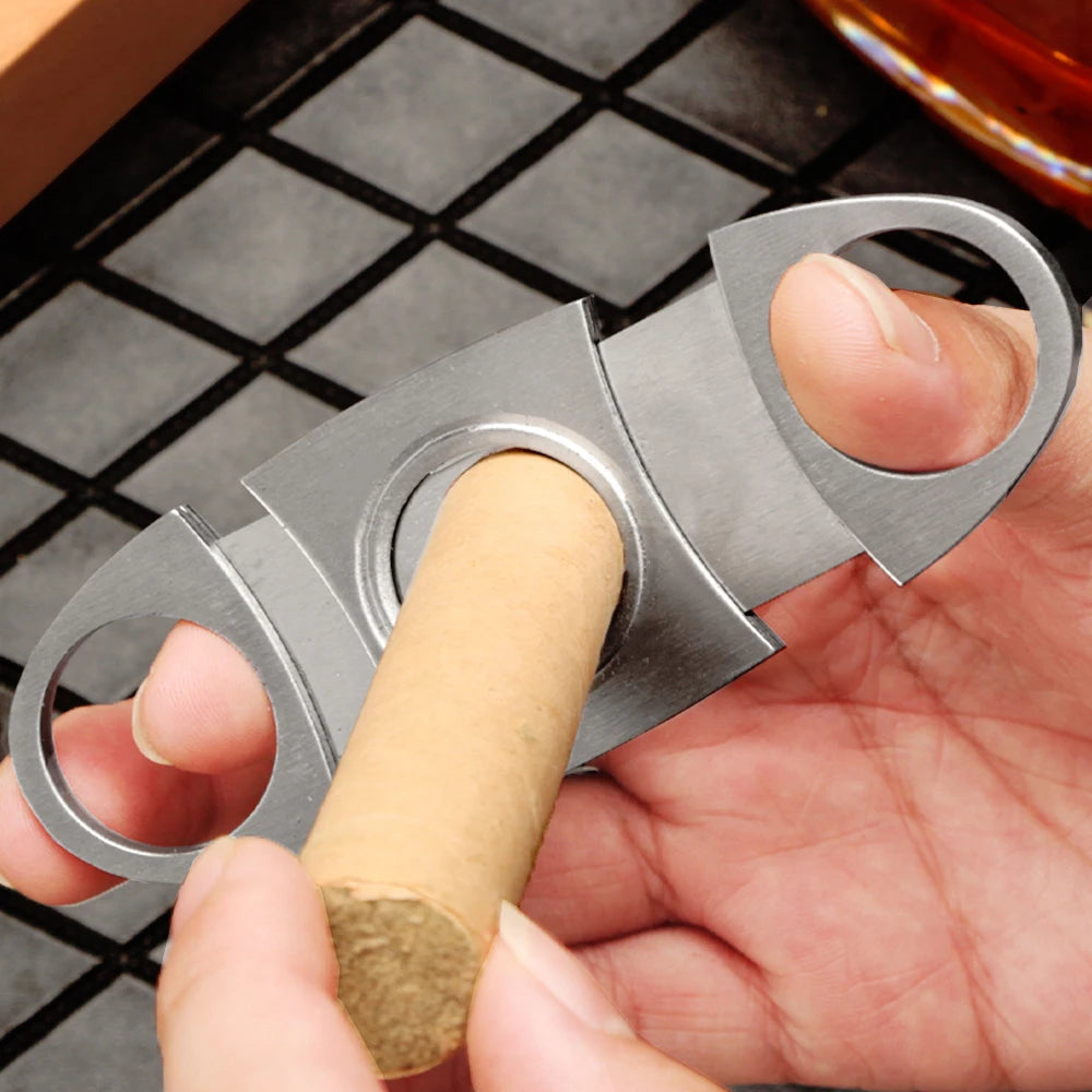GALINER Portable Metal Cigar Cutter Guillotine Dould Blade Sharp Cutting Tool Cigar Accessories
