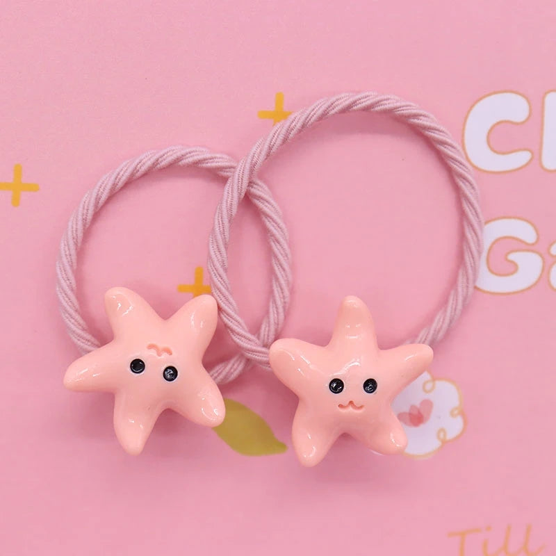 2Pcs/Set Halloween Gift Resin Strawberry Hair Accessories Colorful Hair Ties Children's Rubber Bands Kid Headband Scrunchies