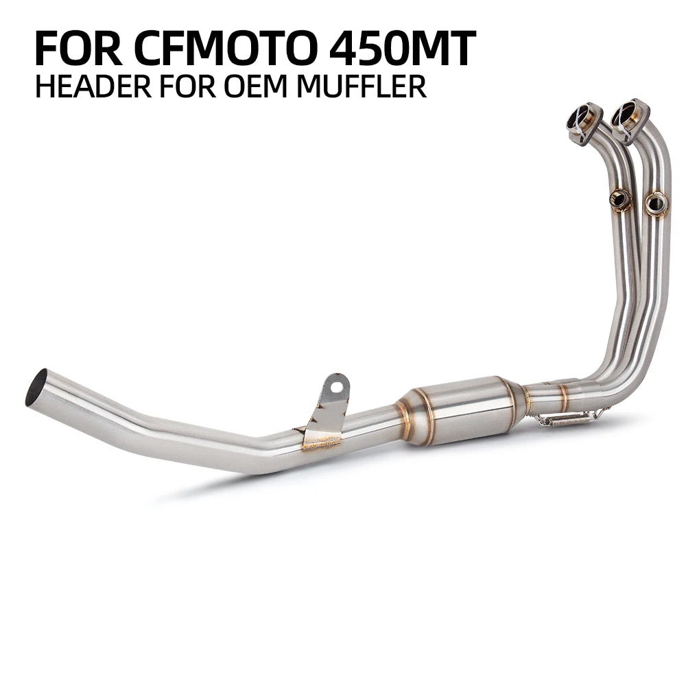 Adventure Motorcycle Exhaust System Modify Front mid Link Pipe Escape Moto Connect 51mm Or Original Muffler for CFMOTO 450MT ADV