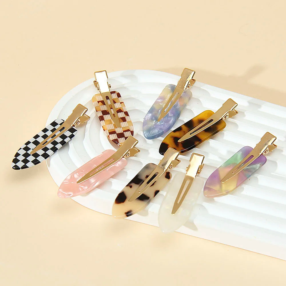 Cwllrn Girls Leopard Seamless Hair Clip Set Women Acetate Sheet No Bend Bangs Clip Duckbill Hairpins Makeup Hair Styling Tool
