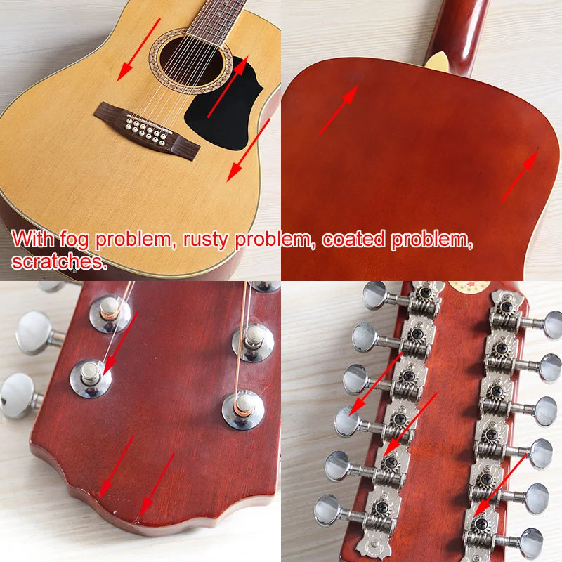 Guitarra Acústica de 12 Cuerdas 41" | Madera Spruce | Diseño Folk | Negro y Natural 🎸