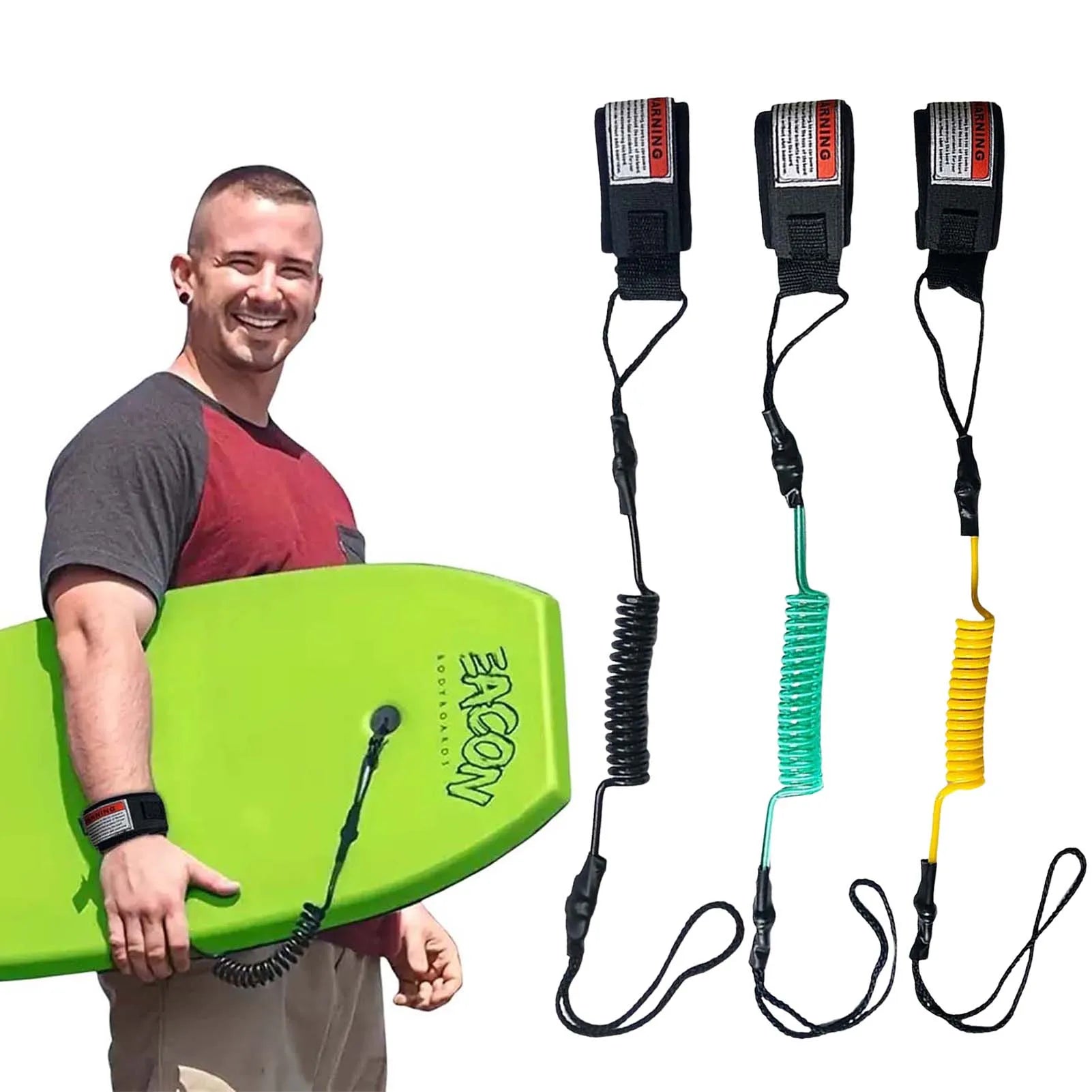 1Pcs New Hot Surf Leash Safety Hand Rope Hook and Single-Wrap Strap Coiled Bodyboarding Leash Suitable for Small to Medium Waves