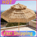 9ft Hawaiian Style Tiki Parasol with 8 Ribs Outdoor Thatched Tiki Umbrella UPF 50+ UV Protection for Market Terrace Restaurant