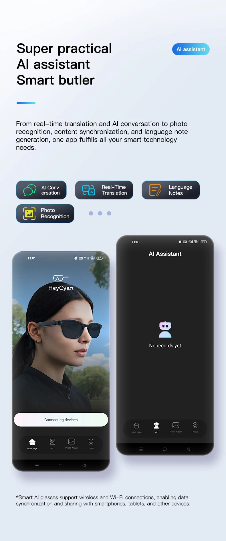 Gafas Inteligentes EIGIIS Q8 IA | Bluetooth | Cámara 4K | Traductor de Voz IA | Reducción Ruido | Impermeables - Firu Total Sales