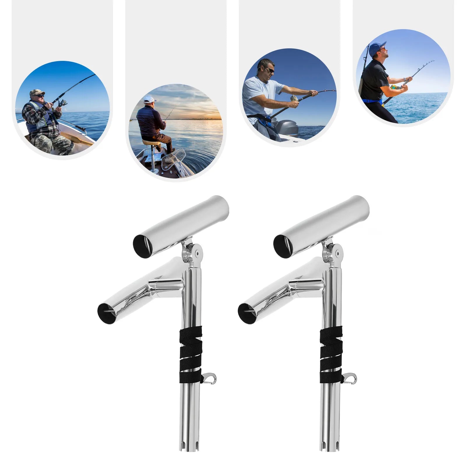 Adjustable Double Angle Fishing Rod Holder for Boats Yachts Stainless Steel Corrosion Resistant and Durable
