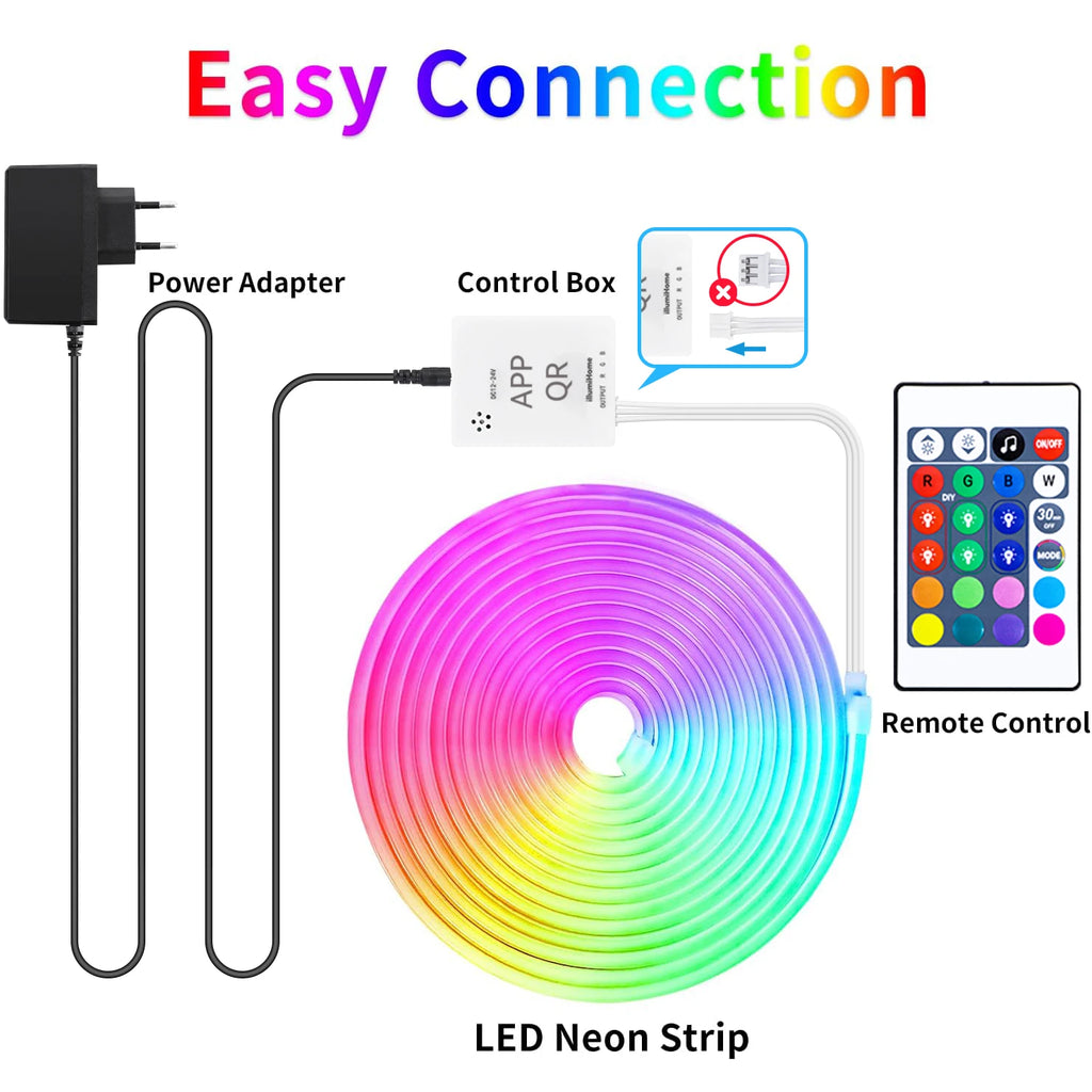 Tira Neón RGB Mexllex 30m/40m | Sincronización Musical | App y Control Remoto | Impermeable | Interior y Exterior - Firu Total Sales