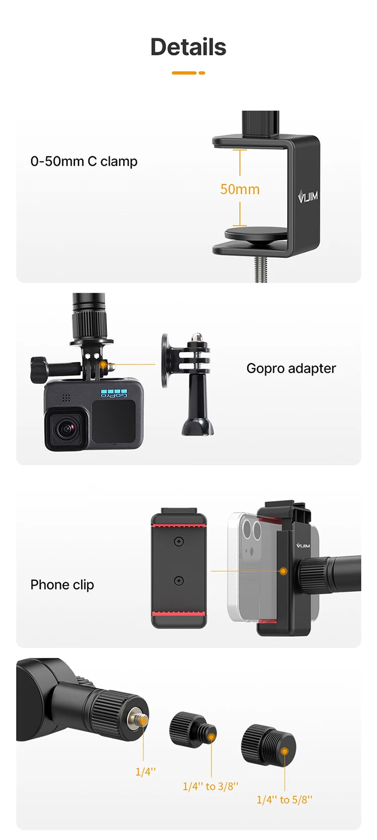 Vijim LS24 LS25 Microphone Boom Arm Stand Heavy Duty Desktop Adjustable DSLR Camera Smartphone Microphone Mount for Blue Yeti