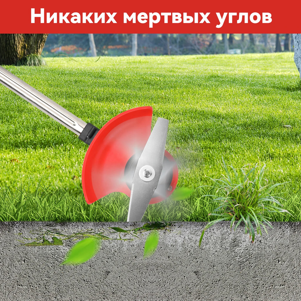 Electric Lawn Mower Cordless Grass Cutter with 2 Batteries Handheld Lawnmower Adjustable Length Grass Trimmer