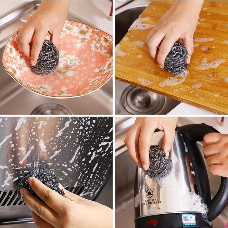 20 Pack Steel Wool Scrubbers for Holiday Deep Cleaning - Grade 410 Stainless Steel, Won't Scratch Skin, for Grill & Oven