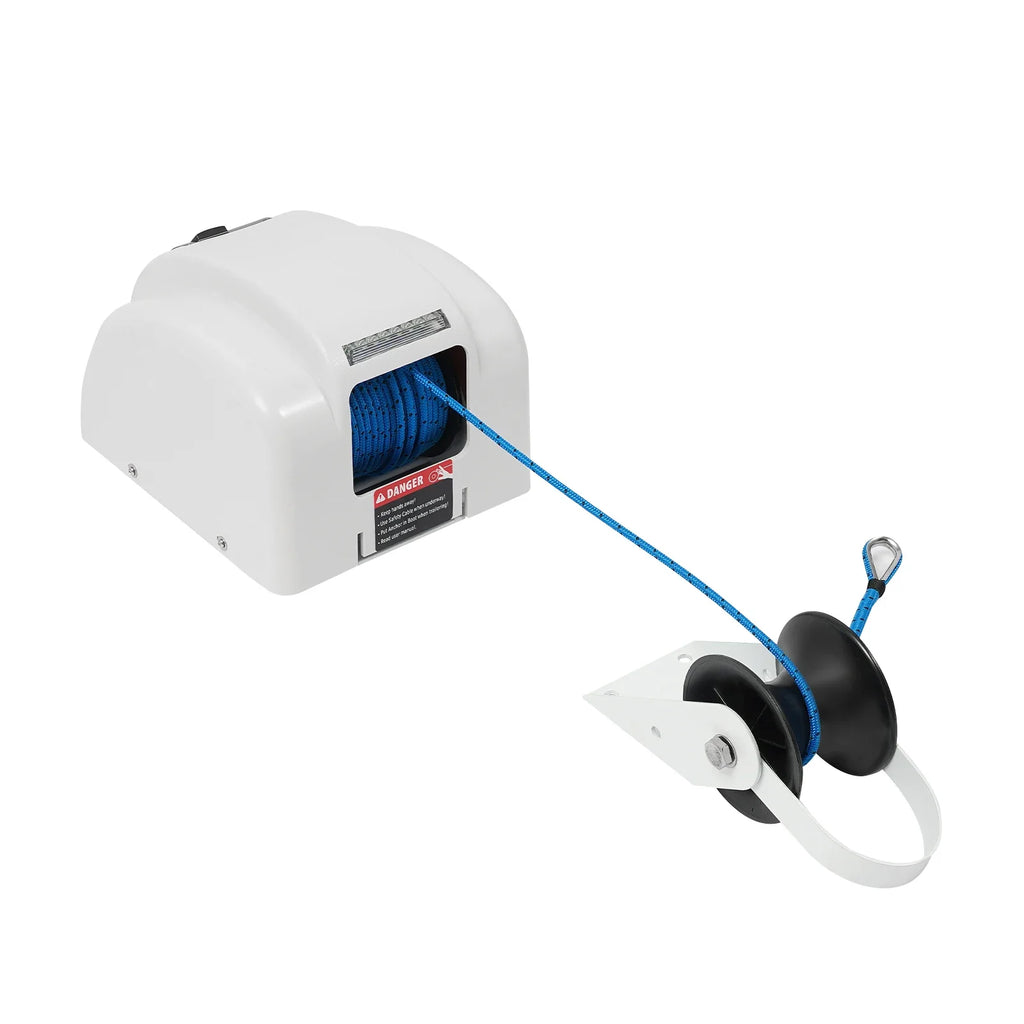 12V 45LBS Boat Electric Anchor Winch With Remote Wireless Controller Corrosion resistant Boat Anchor Wench White