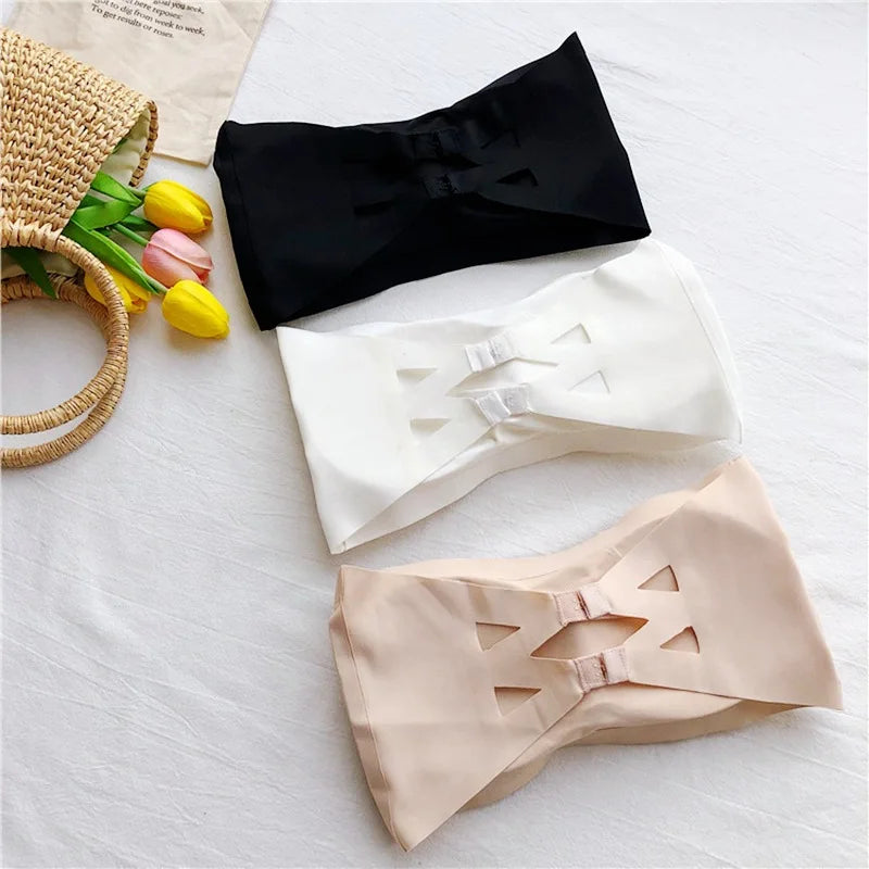 Ice Silk Seamless Strapless Bra | Wireless Soft Crop Tube Top | Women S-XXL