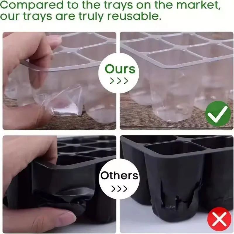 Seed Starter Kits Seedling Starter Trays (12 Cells per Tray) Humidity Adjustable Plant Germination Kits Garden Seed Starting Tra