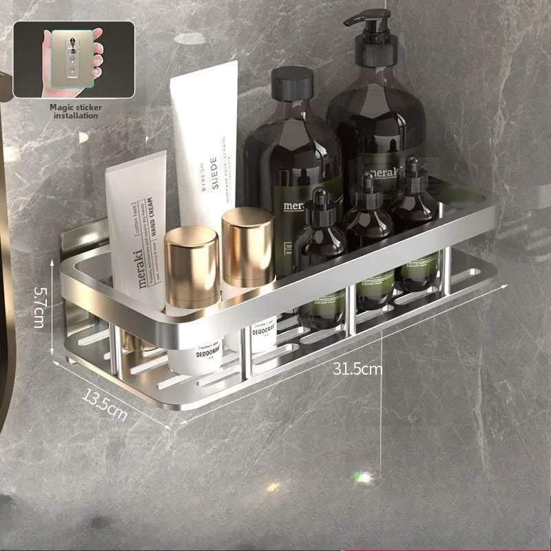 Adjustable Shower Shelf No Drilling – Aluminum Bathroom Organizer for Bath, Vanity or Tub | Holds 20 lbs