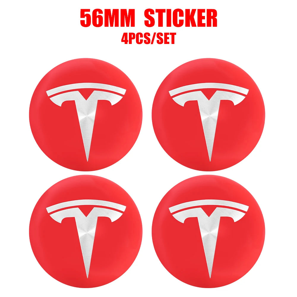 4pcs 56/60mm Car Wheel Center Cover Sticker Tire Hub Cap Badge Covers For Tesla Model 3 Model S Model X Model Y Coil Accessories