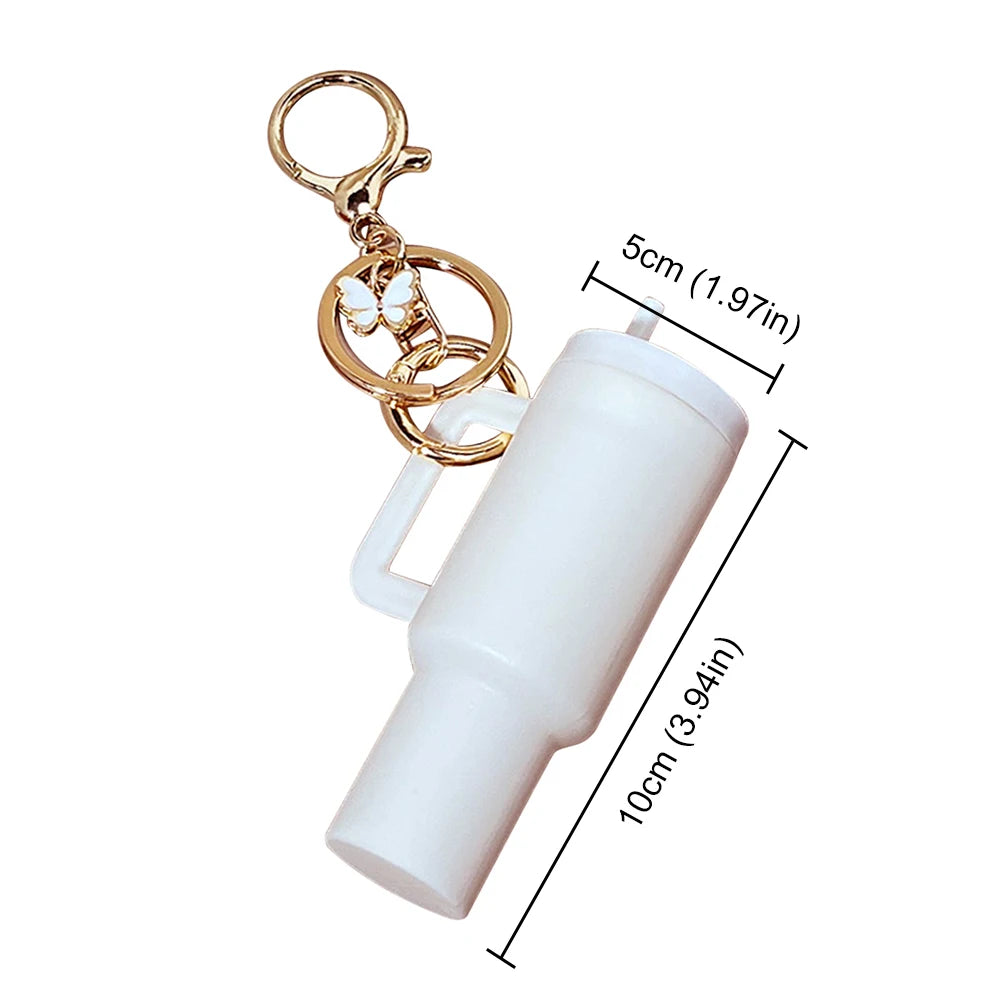 Mini Cup Keychain Lip Balm Keychain Cute Tumbler Key Ring Chapstick Holder Keychain Handbag Charms Key Ring for School Bag