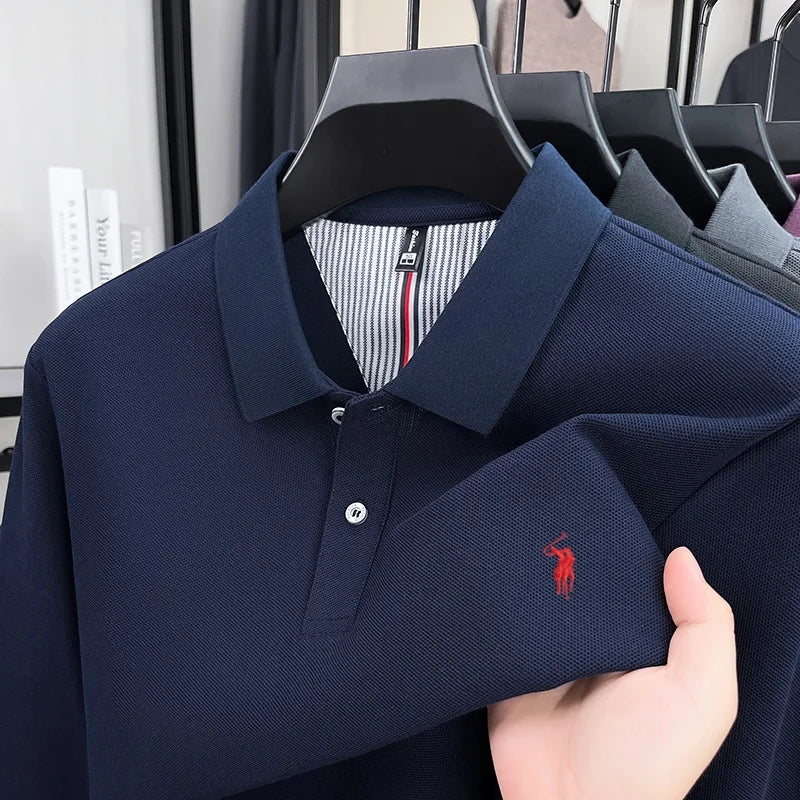 Polo Manga Larga 100% Algodón con Bordado de Pony | Casual Business Hombre 👔